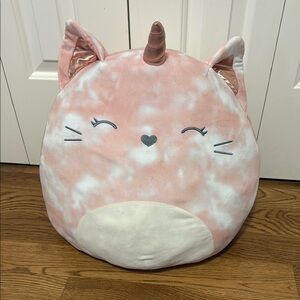 SQUISHMALLOWS Pink Unicorn Cat Plush Pillow